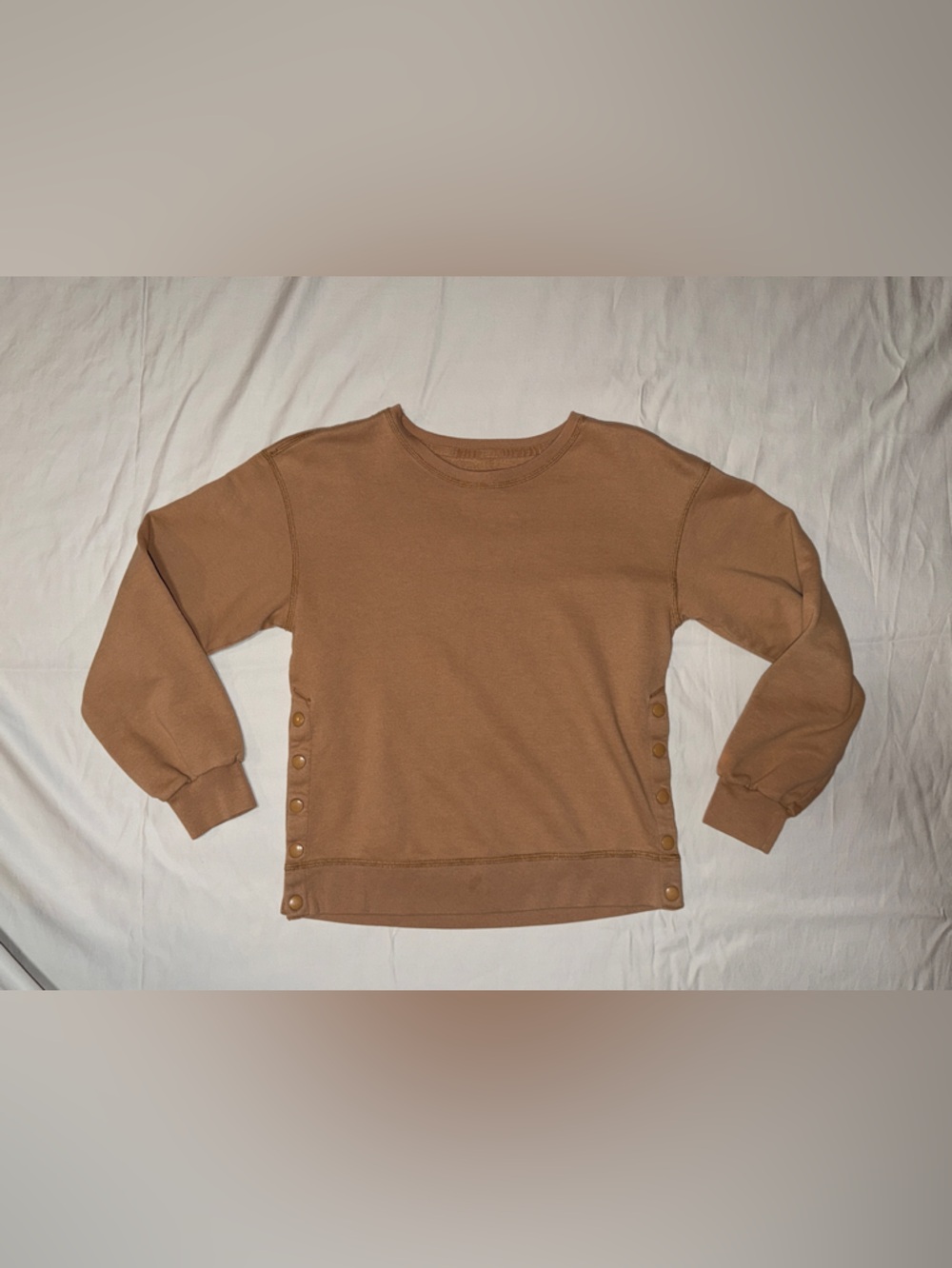 Abercrombie & Fitch Tan Crewneck Sweatshirt with Side Snap Buttons‎ size S